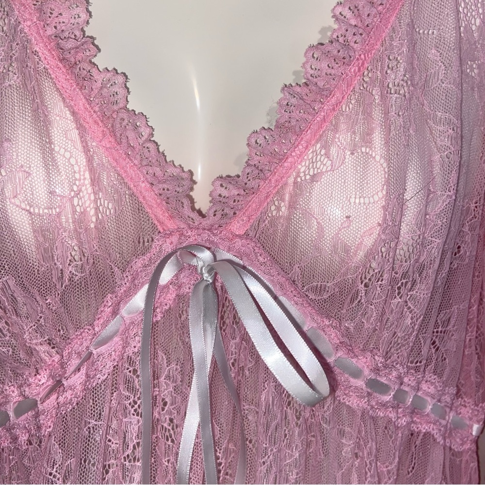Dolls Kill Sugar Thrillz Dress Size Medium Real Divinity Pink Lace Babydoll - Picture 8 of 14